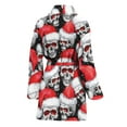 thumbnail image 2 of Christmas Santa Skull Pattern Women Bathrobe One Size Univeral Fits, Skull Lover Gifts Fashion Lightweight Plush Fleece Long Robe For Women, 2 of 3