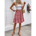 thumbnail image 3 of Red Ditsy Floral Tiered Ruffle Skirt With Drawstring Waist For Spring Summer Holiday, 3 of 6