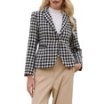 thumbnail image 1 of Blazers de tweed a cuadros para mujer INSPIRE CHIC con solapa de muesca, chaquetas de oficina de manga larga de moda 2025 en negro, 1 of 5