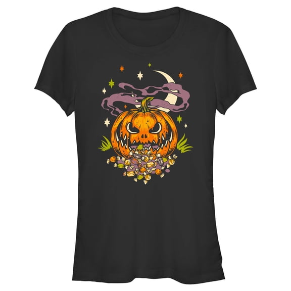 Junior's Lost Gods Halloween Jack-O'-Lantern Candy  Graphic Tee Black Small