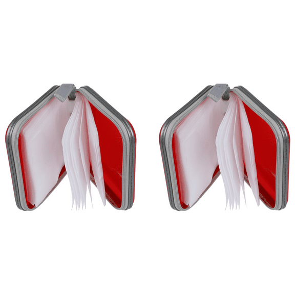 2X 40 Cd Dvd Disc Album Storage Carry Case Cover Wallet Sleeve Holder Bag Hard Box - Red