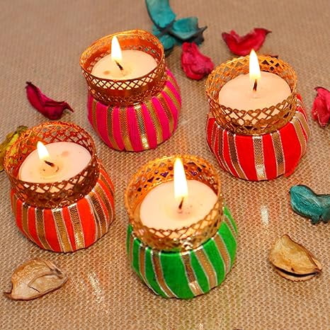 Tom Tom Tealight Candle | Barrel Shaped Tea-Light Candle | Drum Shaped Tea Light Candle for Diwali Decoration/Gift (Pack of 4)