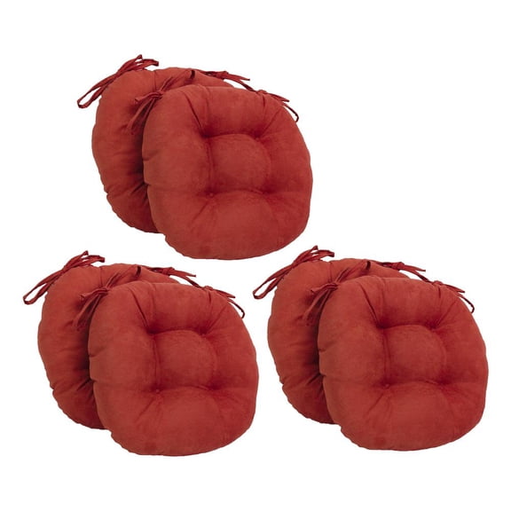 Blazing Needles 16-inch Round Tufted Microsuede Chair Cushion, 16 x 16, Cardinal Red 6 Count