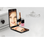 Impressions Vanity Slayssentials Bifold Compact Mirror with 1x and 2x Magnifying Glass, Portable Makeup Mirror (Black)