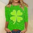 thumbnail image 6 of ABATAB Plus Size St Patricks Day Shirt for Women Shamrock 3/4 Sleeve Crewneck Tshirts St Paddys Day Gift Casual Tee Tops Clothes, 6 of 6
