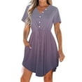 thumbnail image 2 of Summer Sun Dresses for Womens 2026 Plus Size Fashion Casual V-Neck Short Sleeve Drawstring Dresses With Pockets, 2 of 9