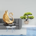 thumbnail image 2 of Figura de bonsái de cisne, estatua decorativa de colección, pieza de arte moderno de mesa, escultura de animal, planta artificial, vegetación para sal, 2 of 8