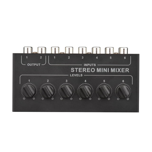 Stereo 6-Way Passive Mixer Portable Audio Mixer 6 in 2 Out Stereo Distributor Volume Control No Battery Required
