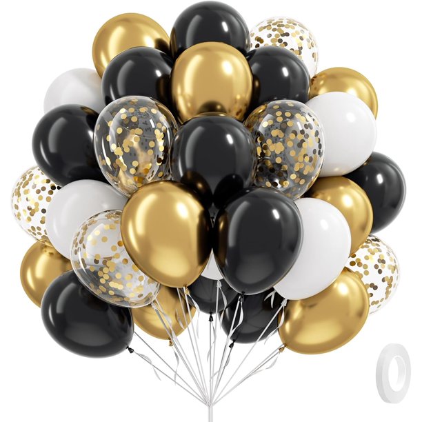 Yanonmyfd Sage green Balloons, 60pcs 12inch Sage green Sand White Metallic Gold Confetti Balloons for Boho Birthday Wedding Bridal Baby Shower Engagement Party Decorations,Black Gold White