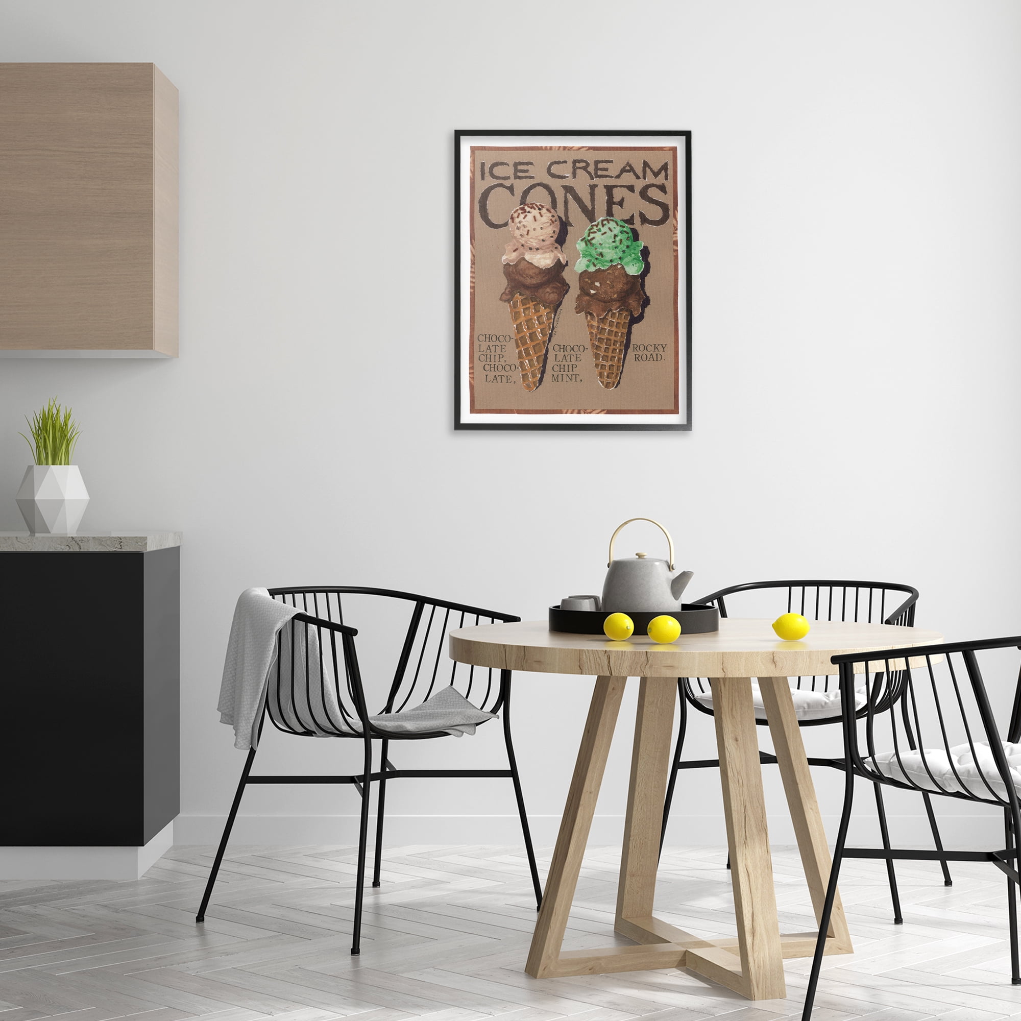 Stupell Industries Ice Cream Cones Food & Beverage Painting Black Framed Art Print Wall Art, 24 x 30