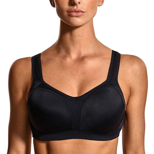 Sostén Deportivo SYROKAN para Mujer con Varilla y Alta Sujeción Talla 40DD Negro