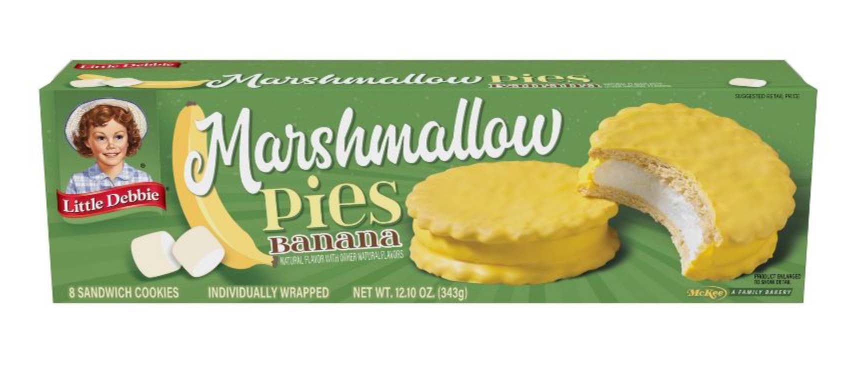 Little Debbie Snacks Banana Marshmallow Pies, Individually Wrapped, 8 Count, 3 Pack