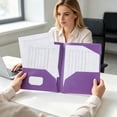 thumbnail image 4 of Two Pocket Folders Plastic Document Organizer Folder with Flap Double Pocket Presentation Folders Purple, 4 of 6