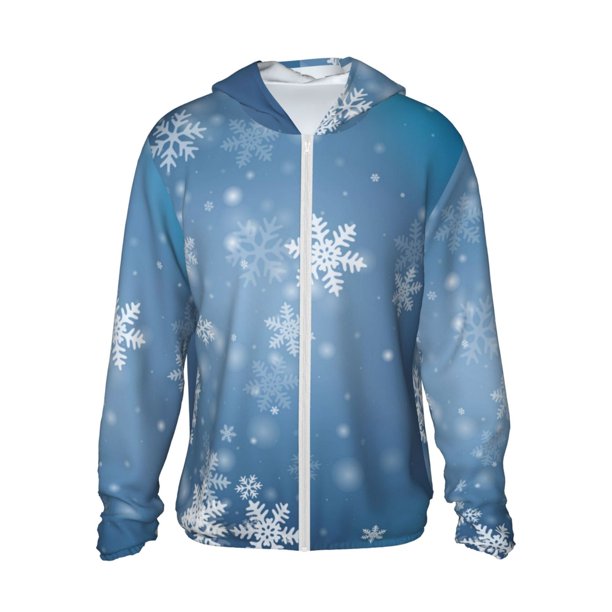 Balery Snowflakes1 Sudadera ligera de manga larga con capucha y protección solar UPF 50+ para hombre y mujer, ideal para pesca y running-Small