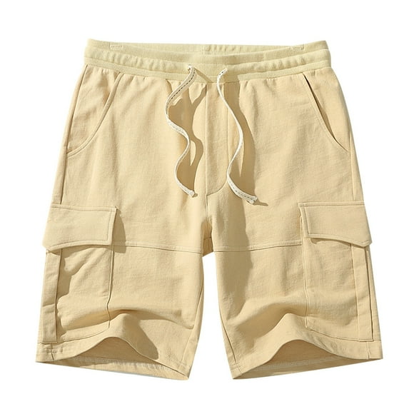 Ediodpoh Men's Heavy Cargo Size Cotton Shorts Pocket Loose Casual Sports Five Quarter Pants Mens Shorts Khaki XL