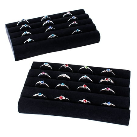 Hand Jewelry Display (Super Z Outlet Black Velvet Ring Trays Accessory Foam Pads for Jewelry Showcase, Storage Displays, Home Organization & Decoration (2)
