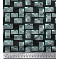 thumbnail image 1 of Soimoi Black Rayon Crepe Fabric Camera & Dots Print Fabric by Yard 46 Inch Wide, 1 of 3