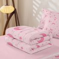 thumbnail image 6 of Manfei Kawaii Moon Zipper Queen Comforter Set with Fitted Sheet and 2 Pillowcases,Cute Stars Polka Dot Zipper Bedding Set,Pink,Pink Reversible,4pcs, 6 of 8