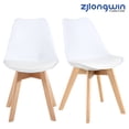 thumbnail image 3 of PP Upholstered Side Dining Chair with Beech Wood Legs, White, Set of 2, 3 of 6