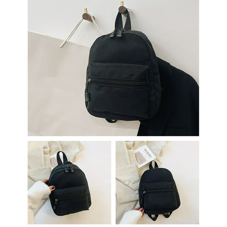 Black Canvas backpack women / Large on sale or Mini backpack purse