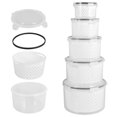 thumbnail image 1 of MesaSe 4/5Pcs Fridge Storage Containers with Lids Clear Fridge Fruit Storage Boxes with Drain Tray Different Sizes Airtight Food Storage Bins Stackable Freezer Organisers for Kitchen Frui, 1 of 6