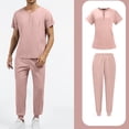 thumbnail image 2 of Garbnen Men and Women Scrub Set Unisex Stretch Zipper Short Sleeve Top and Elastic Waist Pant Nurse Uniforms Set with Pocket, 2 of 5