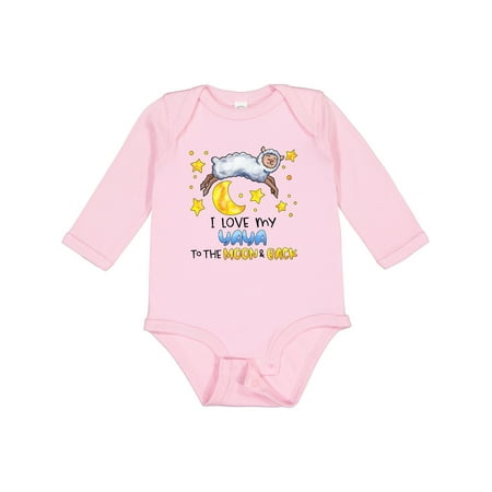 

Inktastic I Love My Yaya to the Moon and Back Cute Sheep Gift Baby Boy or Baby Girl Long Sleeve Bodysuit