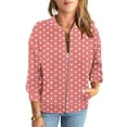 thumbnail image 3 of Bomber Jacket Women Sevevn Women's Bomber Jacket Casual Polka Dot Print Long Sleeve Pocket Zipper Sweatshirts Coat, 3 of 6