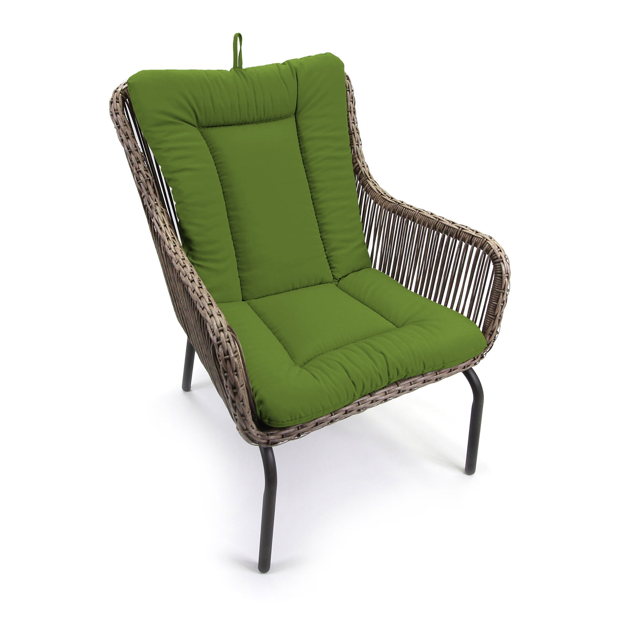 Jordan Manufacturing 38" x 21" Veranda Hunter Green Solid Rectangular Outdoor Wrought Iron Chair Cushion with Ties and Hanger Loop (2 Pack)
