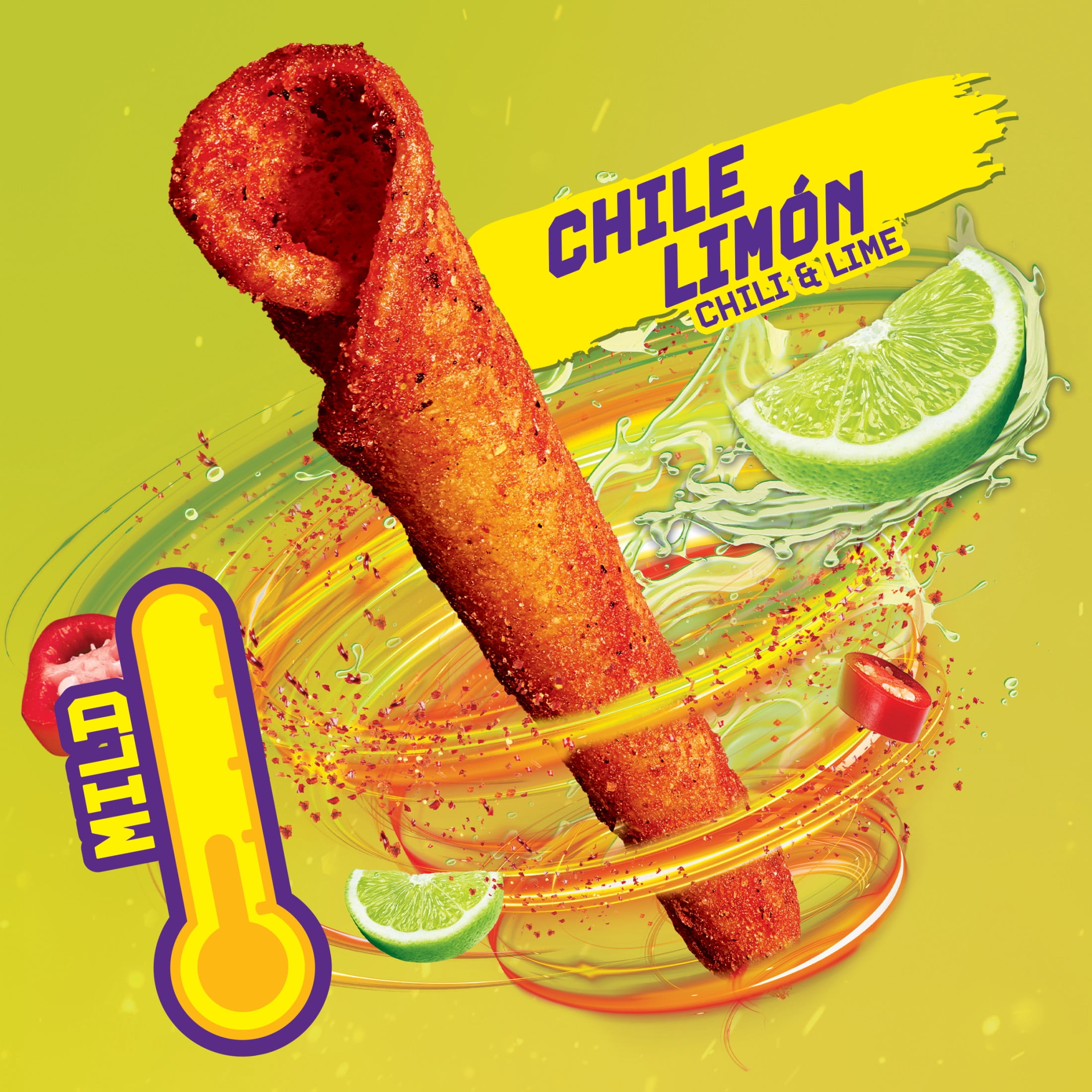 Takis Chile Limon 9.9 oz Sharing Size Bag, Chili & Lime Rolled Tortilla Chips