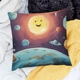 thumbnail image 2 of BANET  Space Throw Pillow Cushion Cover, Cartoon Sun Planets of Solar System Fun Celestial Chart Theme, Decorative Square Accent Pillow Case 22x22in, 2 of 5