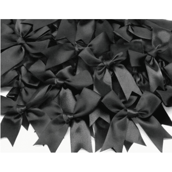 Black Satin Ribbon Bows 12 Count
