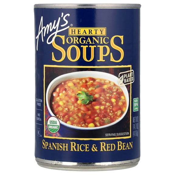 Amy's Organic Hearty Spanish Rice and Red Bean Soup, Vegan, Gluten Free, 14.7 oz