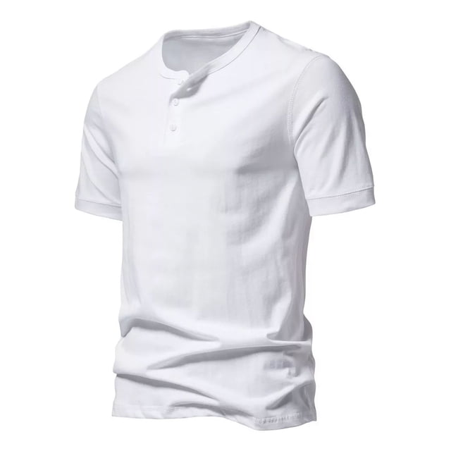 Playera De Manga Corta Para Hombre Camisa Henley Con Botones