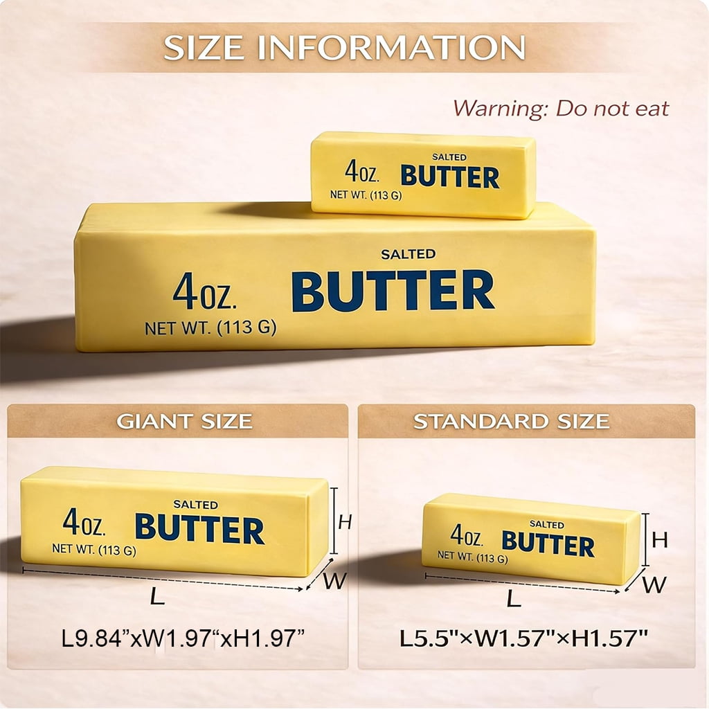 3-Pack Giant Butter Squishy Toys, Jumbo Squeeze Butter Stick Slow Rising Taba Squishy, ​​Fun Stress Relief Balls For Party Favor& Gag Gift