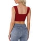 thumbnail image 3 of INSPIRAR CHIC Top de Tirantes Sin Mangas Cuello Cuadrado Ajustado Crop para Fiesta XL Rojo Oscuro, 3 of 6