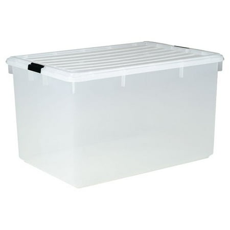 3 Bin Pastel Storage - IRIS 132 Qt. Buckle Down Plastic Storage Box, Clear