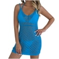 thumbnail image 3 of Tqyyweavej Women Beach Spaghetti Strap Cover Up Sexy Hollow Out V Neck Swim Cover Up Solid Color Sleeveless Slim Swimsuit Coverup for Women, 3 of 7