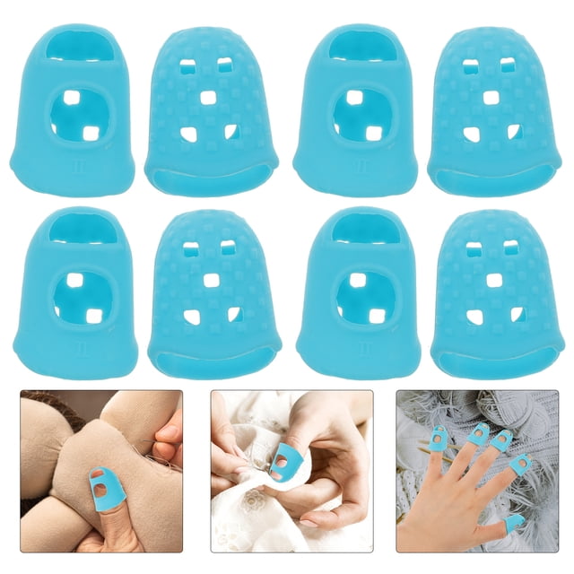 Silicone Embroidery Nail Covers for Practice and Protection Blue Lightweight Portable 10Pcs