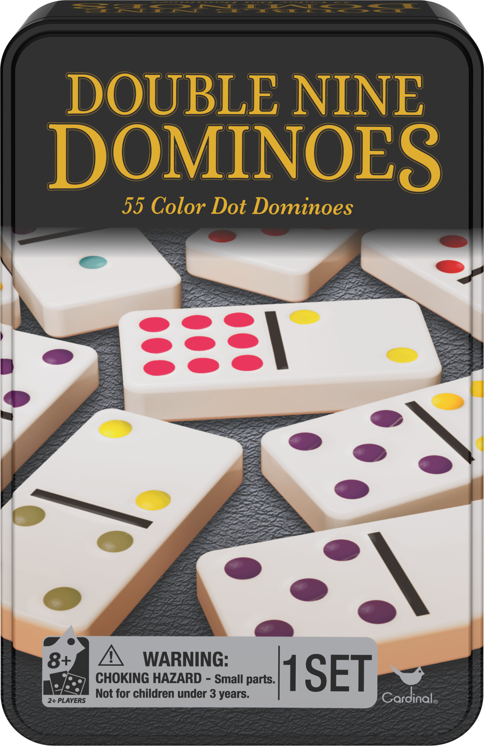 Cardinal Games Double Nine Dominoes Game In A Tin 55 Color Dot Dominoes 