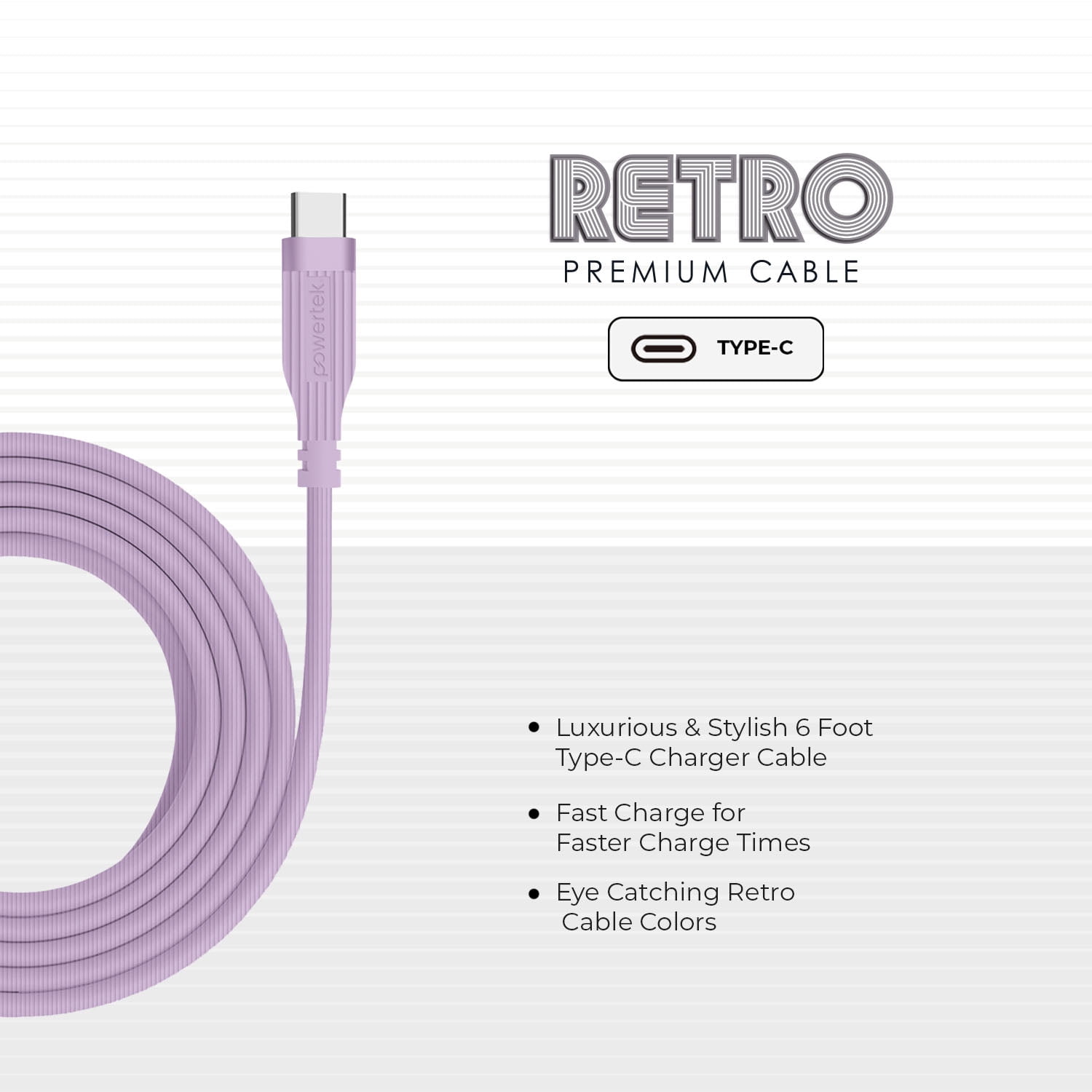Liquipel Powertek Retro USB-C to USB-C - Pink