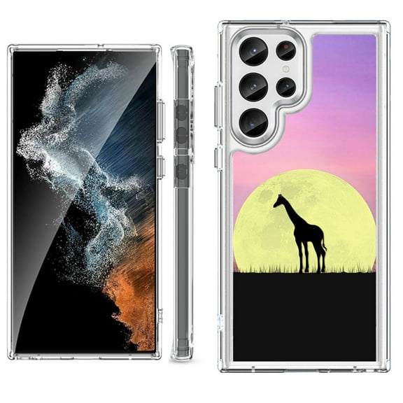 Shockproof Bumper Phone Case for Samsung Galaxy S23 Ultra 5G, by OneToughShield ® - Moonlight Giraffe
