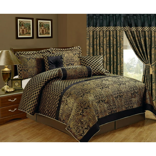 black and beige toile bedding
