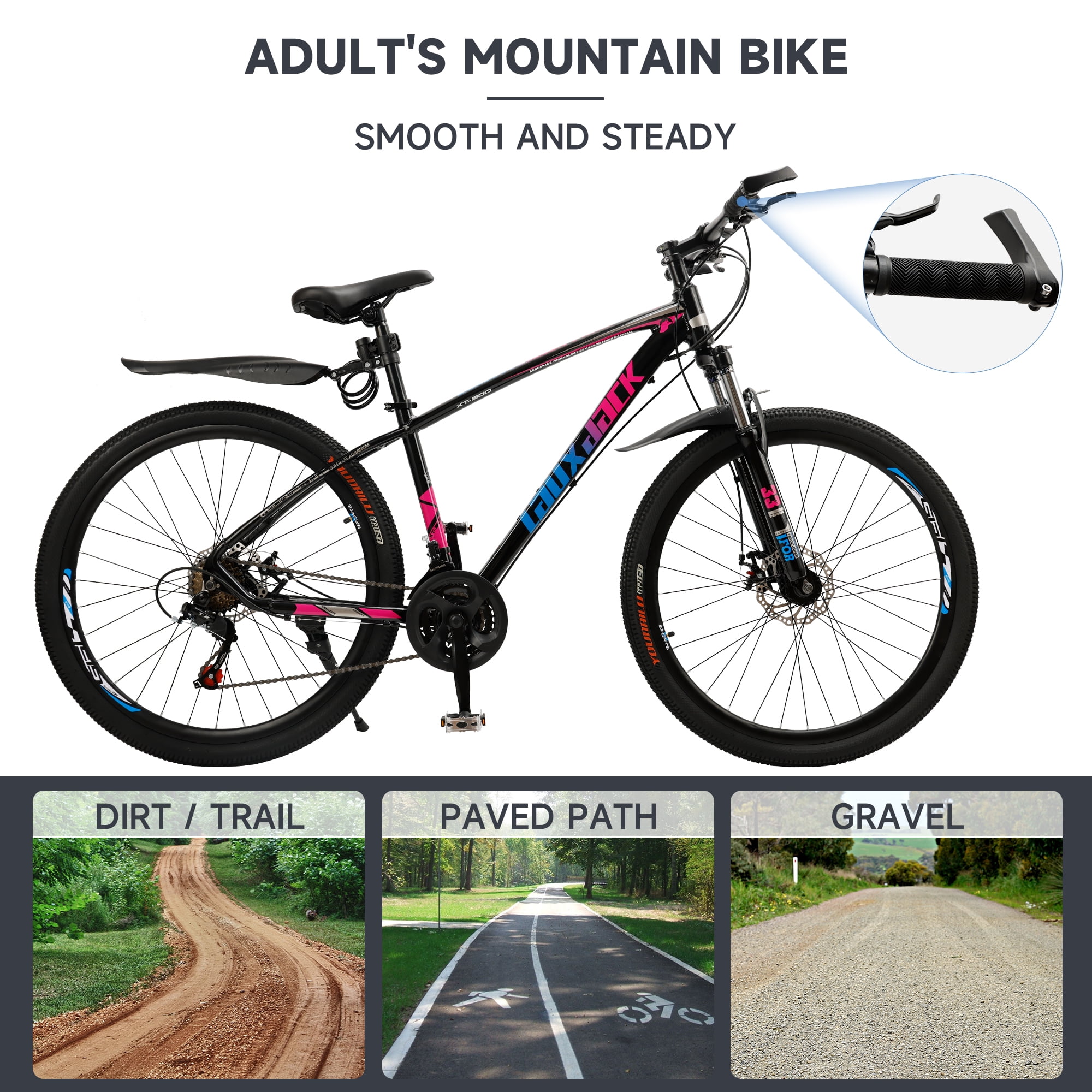 Mountain Bike, 27.5 Inch Shimano 21 Speed, Dual Disc Brake Bike for Men Womens Adult, Front Suspension Bicycle
