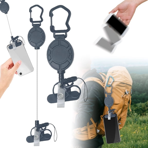 Retractable Phone Strap with Carabiner Clip Durable Hands-Free Holder for Hiking and Outdoor Adventures