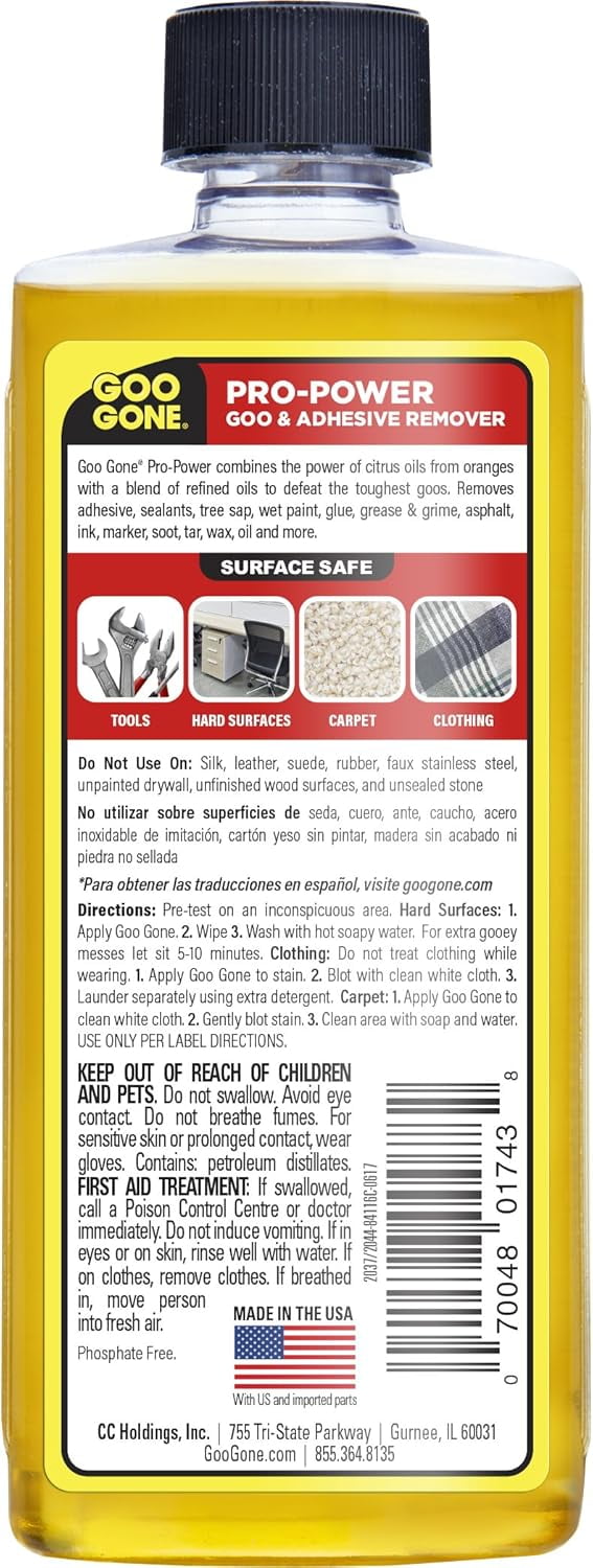 Goo Gone Pro-Power Adhesive Remover - 8 Ounce (Pack of 4)