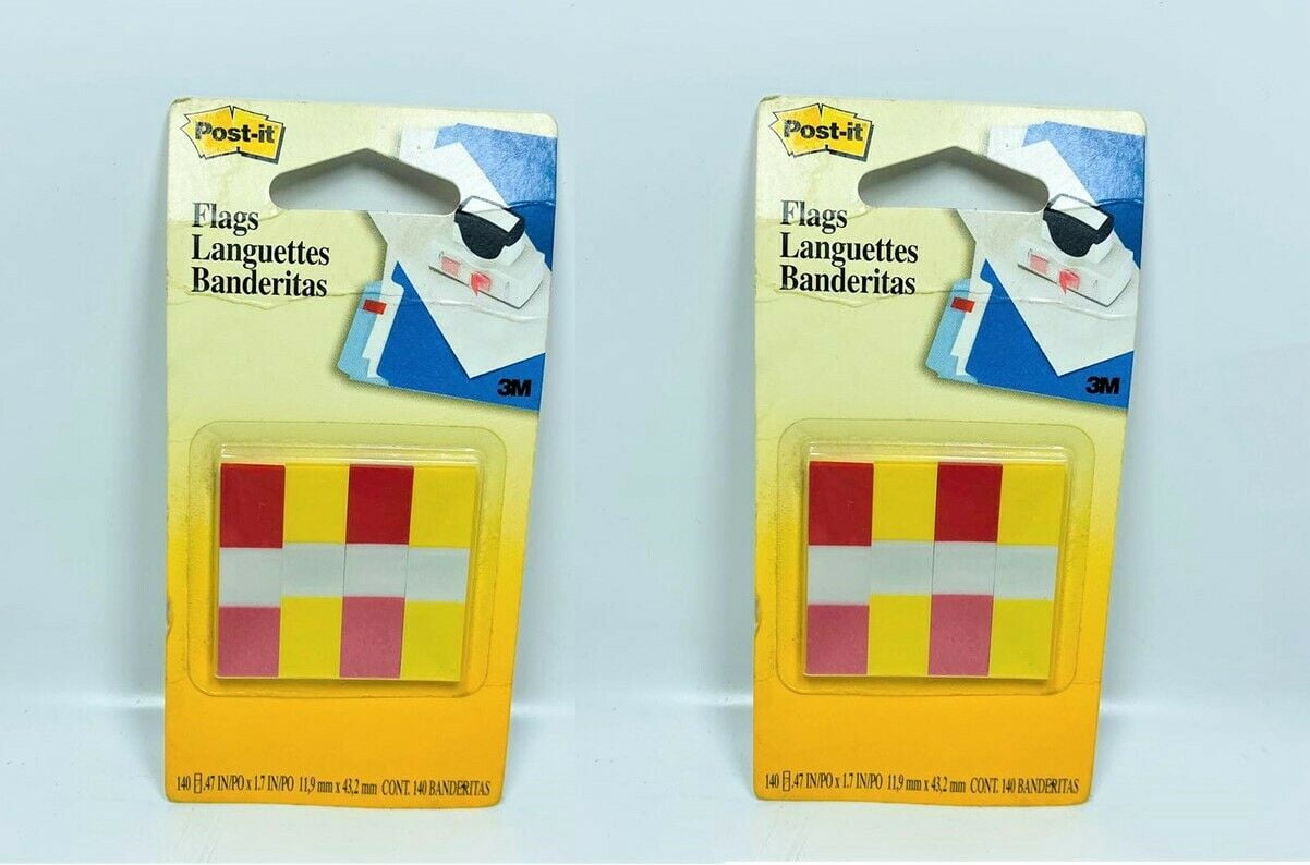 LOT OF 2 Post-It Flags, Assorted Colors, 0.47 x 1.7, 140/Pack