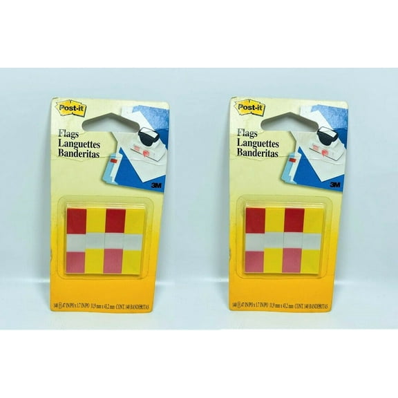 LOT OF 2 Post-It Flags, Assorted Colors, 0.47 x 1.7, 140/Pack