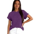 thumbnail image 6 of T Shirts Womens Crew Neck Rolled Short Sleeve Basic Summer Tops 2026 Casual Tees Purple S, 6 of 6