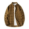 thumbnail image 1 of Blusa y camisa de manga larga con cuello vuelto para hombre, estilo informal, a cuadros, con bolsillos y botones, de licra, 1 of 7